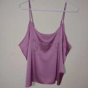 Juicy Couture Sleepwear Satin Camisole Rhinestone Trim Size XL Purple Pink